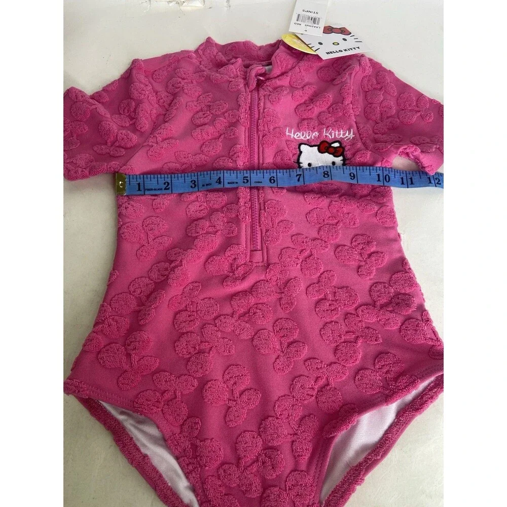 Hello Kitty Pink One Piece Rash Guard Swimsuit Swimwear Girls Size 5T